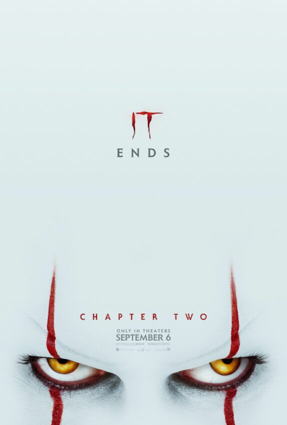 Poster du film Ça: Chapitre Deux réalisé par Andres Muschietti avec Pennywise et la tagline "It ends"
