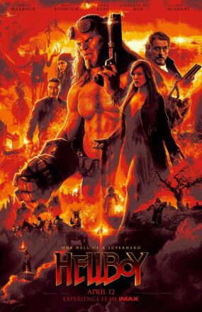 Poster final pour le film Hellboy réalisé par Neil Marshall, d'après un scénario d'Andrew Cosby, avec David Harbour, Milla Jovovich, Ian McShane, Sasha Lane et Daniel Dae Kim