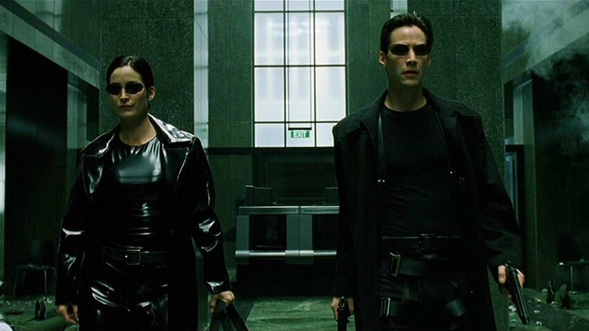 Photo du film Matrix avec Carrie-Anne "Trinity" Moss et Keanu "Neo" Reeves