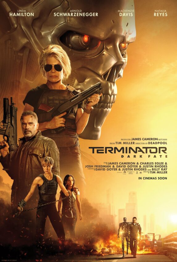 Poster international du film Terminator: Dark Fate avec Linda Hamilton, Arnold Schwarzenegger, Mackenzie Davis, Natalia Reye et Gabriel Luna