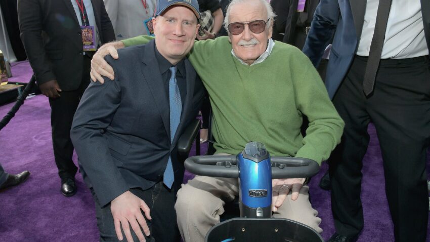 Photo de la première du film Avengers: Infinity War avec Kevin Feige et Stan Lee