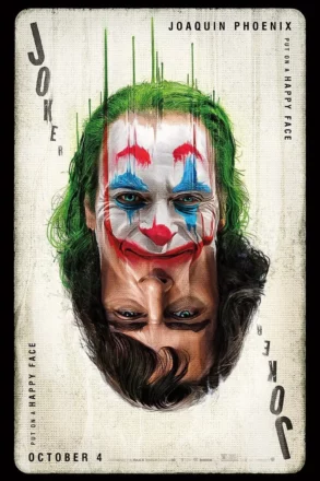 Poster Carte pour le film Joker réalisé par Todd Phillips avec Joaquin Phoenix.