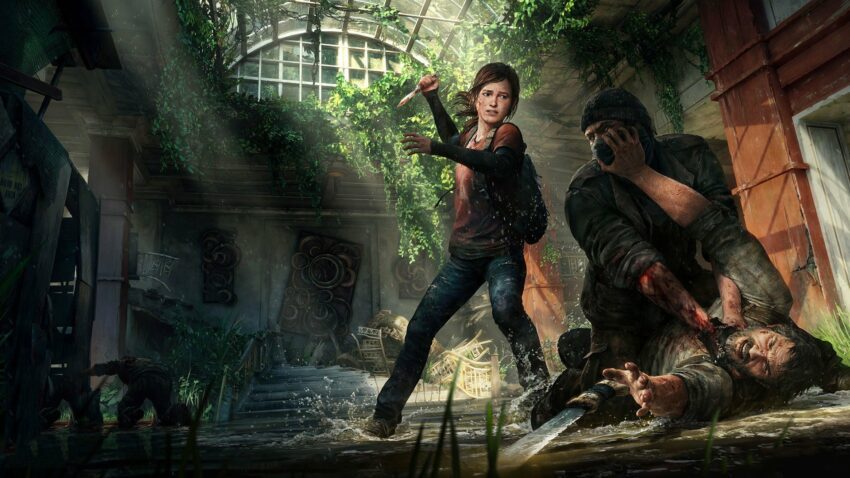 Image du jeu vidéo développé par Naughty Dog, The Last of Us, avec Joel et Ellie