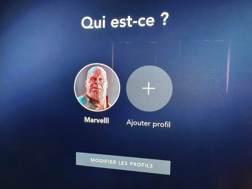 Photo prise par Marvelll montrant son Avatar (Thanos) sur Disney+ en France