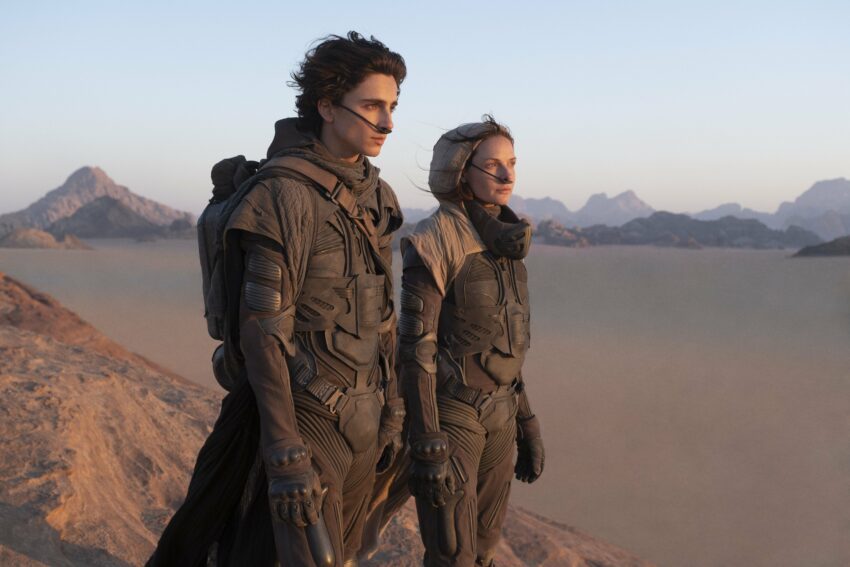 Photo de Timothée Chalamet et Rebecca Ferguson en Jordanie pour le film Dune (2020) de Denis Villeneuve
