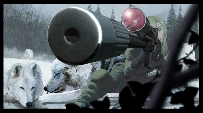 Concept art de James Harvey pour le film Metal Gear Solid réalisé par Jordan Vogt-Roberts présentant Sniper Wolf
