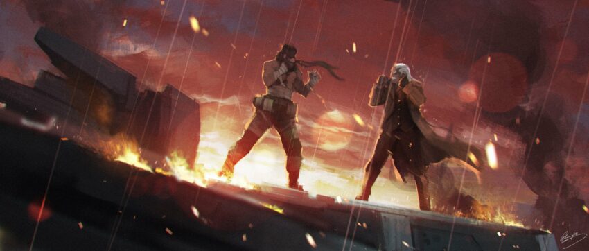 Concept art de Lap Pun Cheung pour le film Metal Gear Solid réalisé par Jordan Vogt-Roberts présentant Snake versus Ocelot