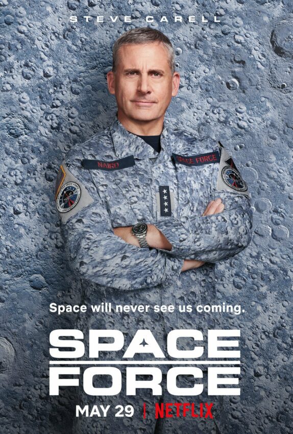 Poster de la première saison de la série Space Force créée par Steve Carell et Greg Daniels avec Steve Carell