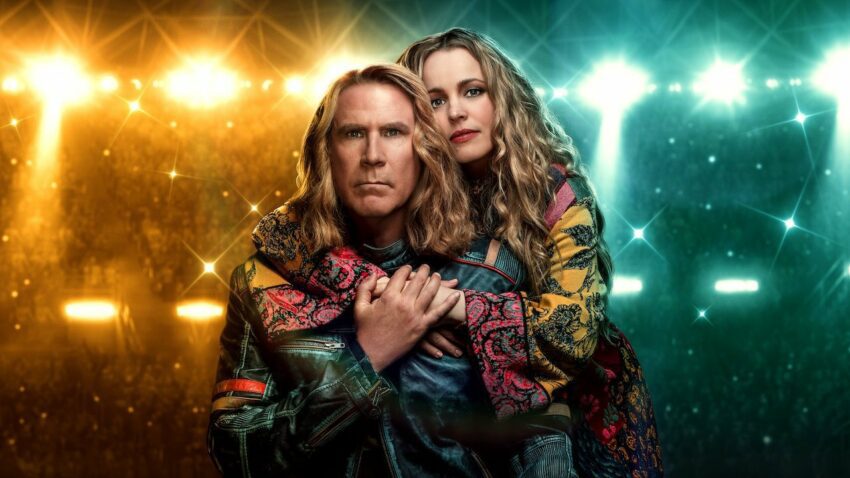 Bannière du film Netflix, Eurovision Song Contest: The Story of Fire Saga, avec Will Ferrell et Rachel McAdams