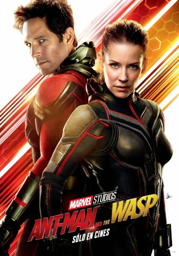 Poster du film Ant-Man et la Guêpe avec Scott Lang (Paul Rudd) et Hope Van Dyne (Evangeline Lilly) dos à dos