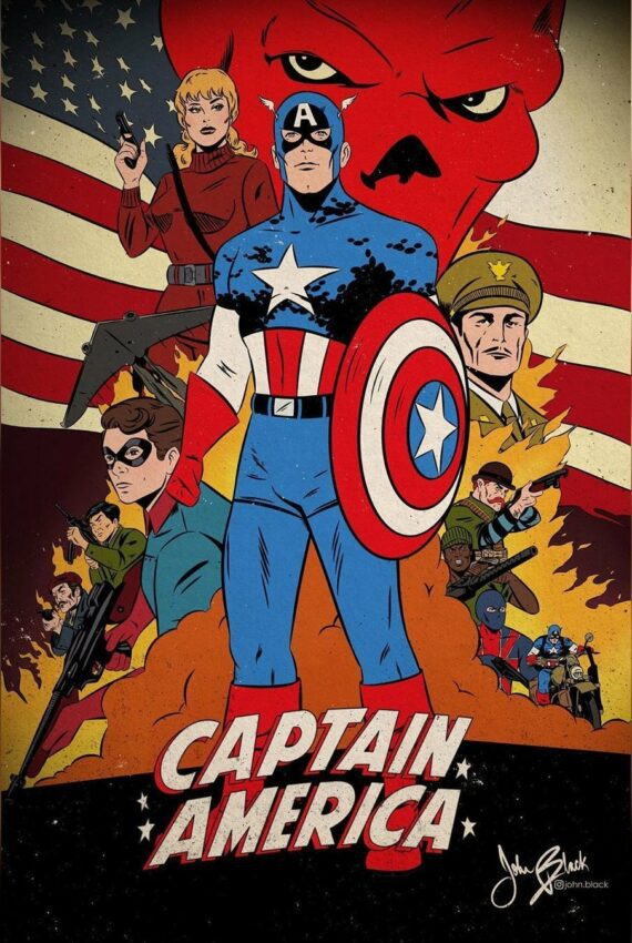 Poster du film Marvel, Captain America: First Avenger, revisité par John Black