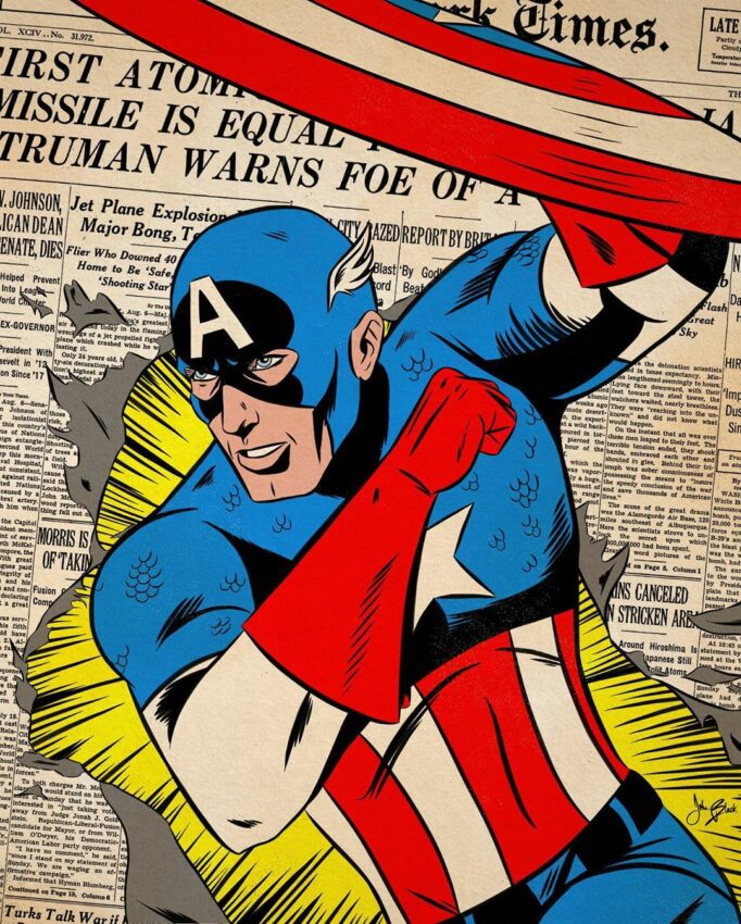 Poster du film Marvel, Captain America: Le Soldat de l'Hiver, revisité par John Black