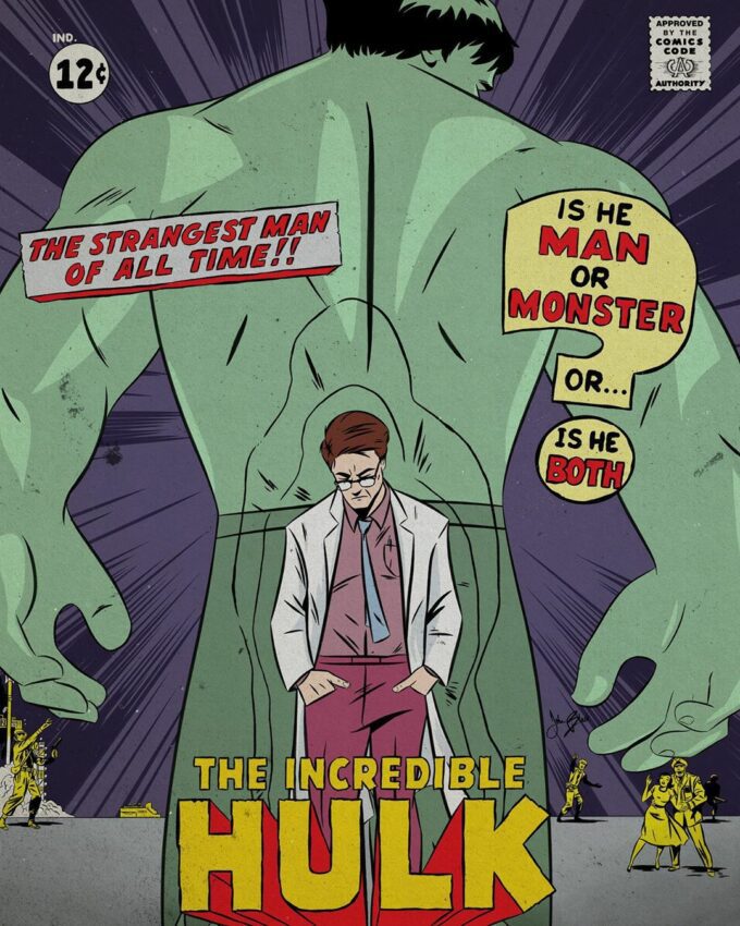 Poster du film Marvel, L'Incroyable Hulk, revisité par John Black