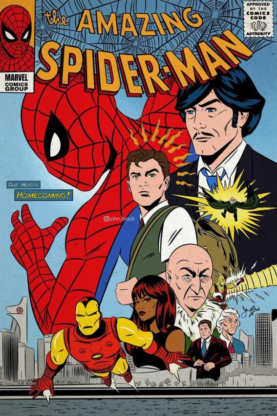 Deuxième poster du film Marvel, Spider-Man: Homecoming, revisité par John Black