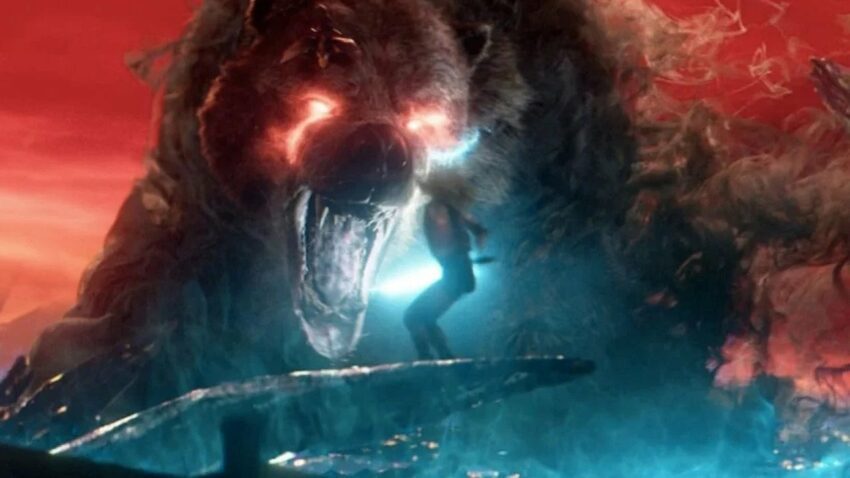 Photo du film Les Nouveaux Mutants avec le Demon Bear face à Magik