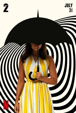 Poster de la saison 2 de la série Netflix, Umbrella Academy, avec Emmy Raver-Lampman (Allison Hargreeves : Numéro 3 / Rumeur)