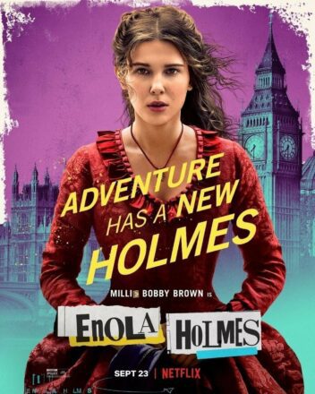 Poster du film Netflix, Enola Holmes, avec Millie Bobby Brown