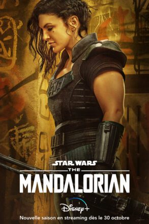 Affiche française de la deuxième saison de la série Star Wars pour Disney+, The Mandalorian, avec Gina Carano (Cara Dune)