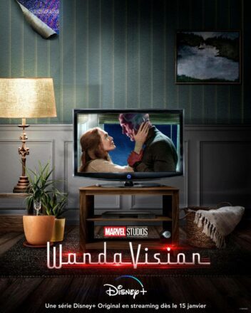 Sixième affiche télévision pour la série Marvel Studios prévue sur Disney+, WandaVision, avec Elizabeth Olsen et Paul Bettany