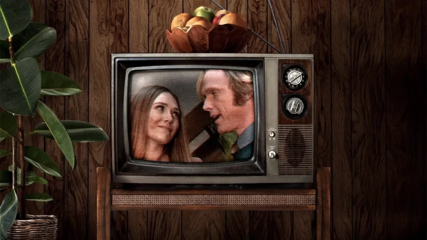 Bannière du troisième épisode de la série Marvel Studios prévue sur Disney+, WandaVision, avec Elizabeth Olsen et Paul Bettany.