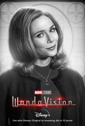 Affiche pour la série Marvel Studios prévue sur Disney+, WandaVision, avec Elizabeth Olsen (Wanda Maximoff / Scarlet Witch)