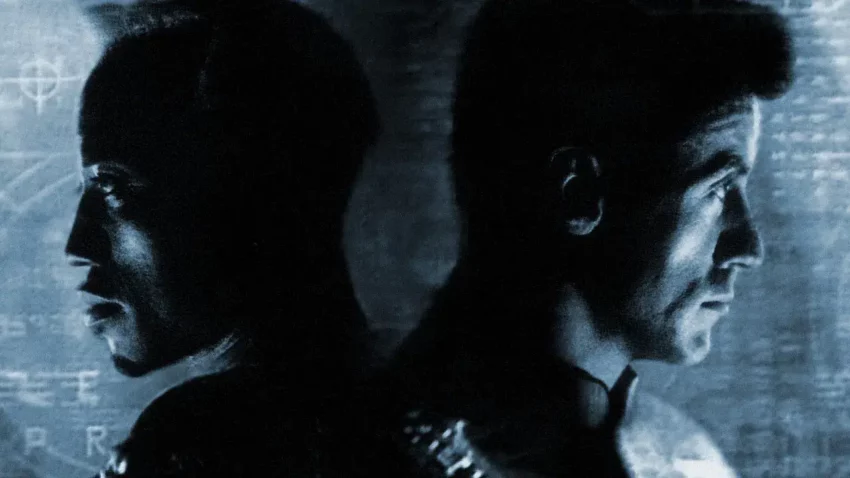Bannière du film Demolition Man avec Sylvester Stallone et Wesley Snipes.