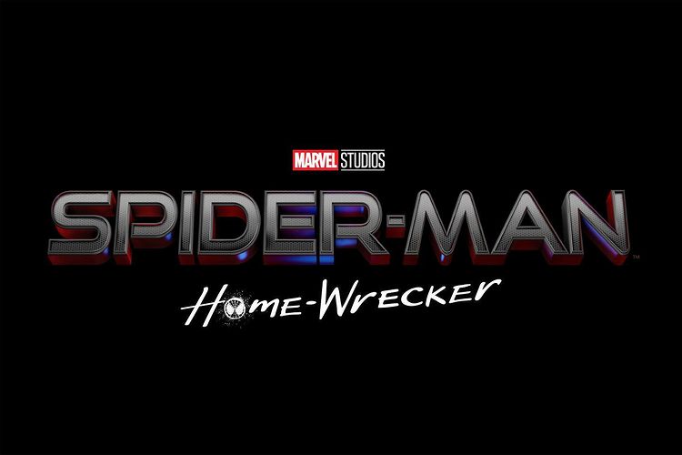 Logo du film Spider-Man 3 réalisé par Jon Watts avec le sous-titre "Home-Wrecker"