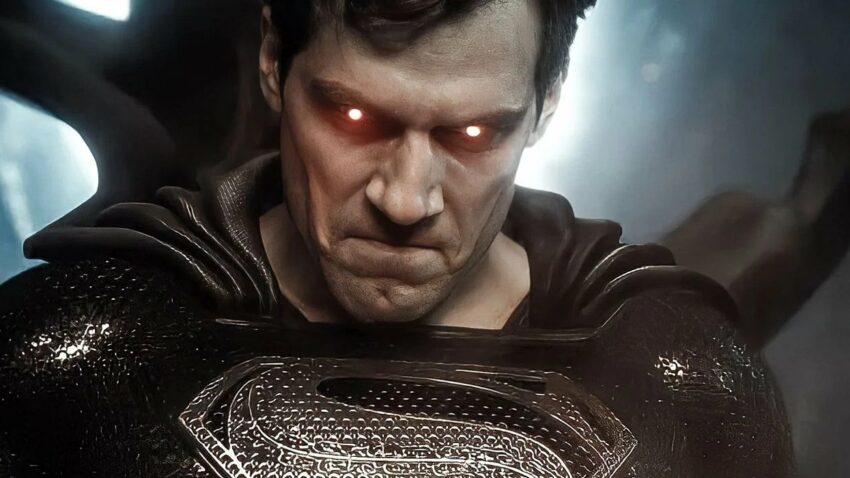 Bannière pour le film Zack Snyder’s Justice League avec Superman en costume noir