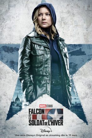 Affiche de la série Marvel Studios, Falcon et le Soldat de l’Hiver, avec Sharon Carter (Emily VanCamp)