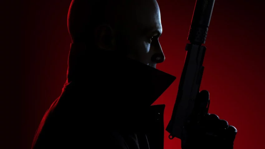 Bannière du jeu vidéo Hitman 3 avec l'Agent 47.