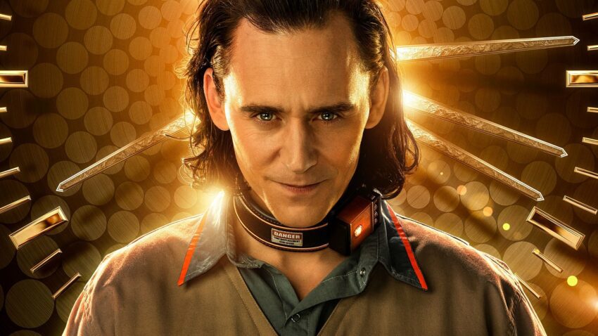 Bannière de la série Marvel Studios pour Disney+ Loki écrit par Michael Waldron et réalisé par Kate Herron avec Tom Hiddleston