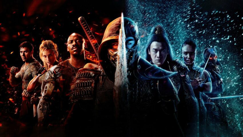 Bannière du film Mortal Kombat (2021) réalisé par Simon McQuoid avec Lewis Tan, Jessica McNamee, Joe Taslim, Mehcad Brooks, Hiroyuki Sanada, Chin Han et Sisi Stringer