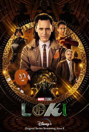 Affiche officielle de la série Marvel Studios pour Disney+ Loki écrit par Michael Waldron et réalisé par Kate Herron avec Tom Hiddleston, Owen Wilson, Gugu Mbatha-Raw et Wunmi Mosaku
