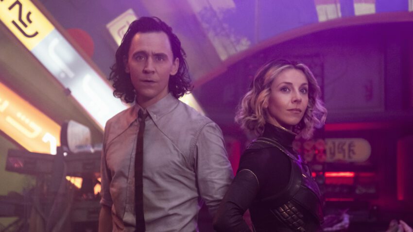 Photo du troisième épisode de la série Marvel Studios pour Disney+ Loki écrit par Michael Waldron et réalisé par Kate Herron avec Tom Hiddleston et Sophia Di Martino