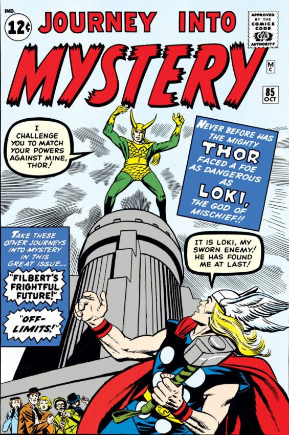 Couverture du comic Journey into Mystery #85 marquant la première apparition de Loki (Marvel Comics)