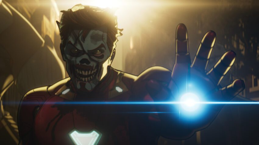 Photo de l'épisode 5 de la série Marvel Studios pour Disney+, What If...?, avec Iron Man Zombie
