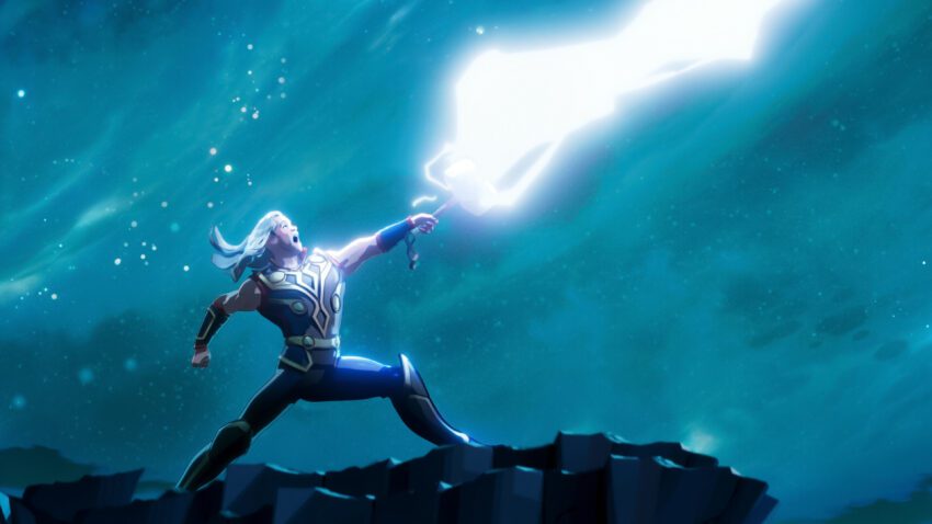 Photo de l'épisode 9 de la série Marvel Studios pour Disney+, What If...?, avec Thor