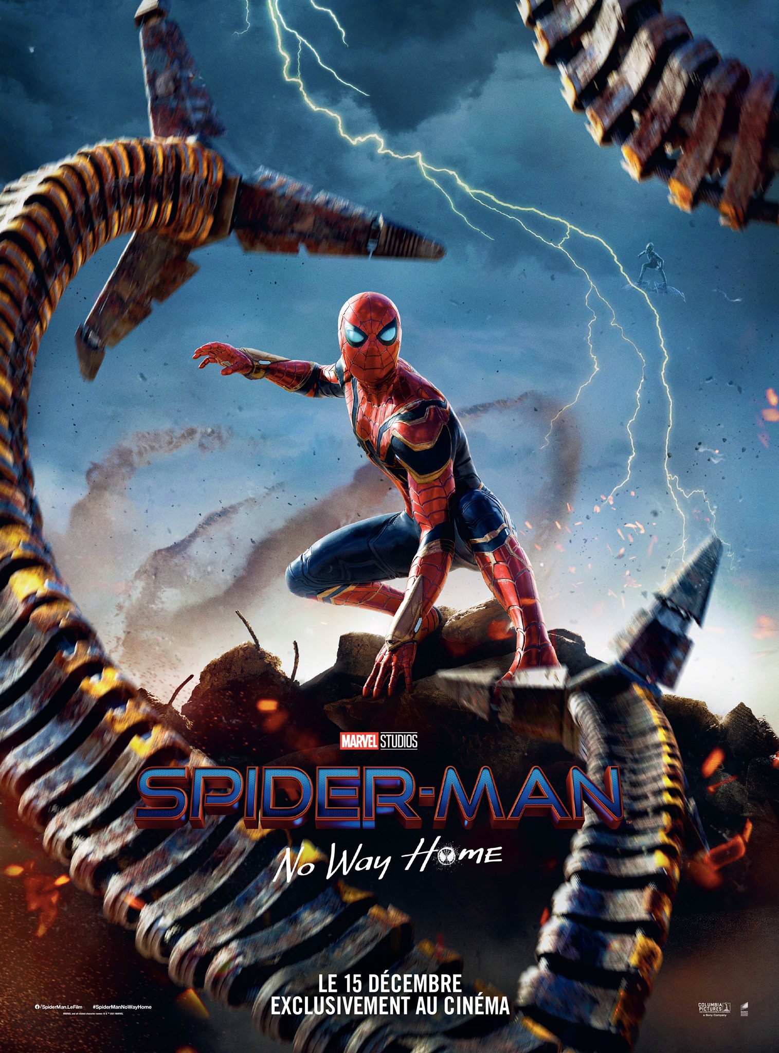 Affiche teaser du film Spider-Man: No Way Home réalisé par Jon Watts, d’après un scénario de Chris McKenna & Erik Sommers, avec Tom Holland