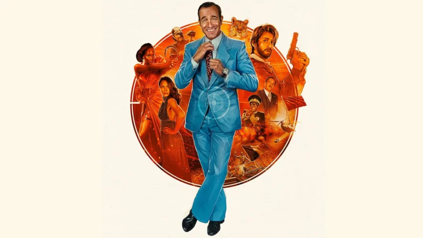 Bannière du film OSS 117 : Alerte rouge en Afrique noire réalisé par Nicolas Bedos avec Jean Dujardin, Pierre Niney, Fatou N’Diaye, Natacha Lindinger, Wladimir Yordanoff.