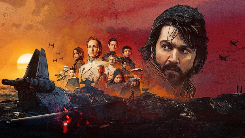 Bannière de la première saison de la série Andor créée par Tony Gilroy avec Diego Luna, Kyle Soller, Adria Arjona, Stellan Skarsgård, Fiona Shaw, Denise Gough, Genevieve O’Reilly, Faye Marsay, Varada Sethu, Elizabeth Dulau.