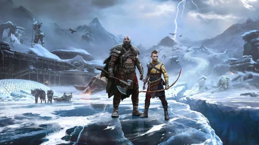 Bannière du jeu vidéo God of War : Ragnarök édité par Sony Interactive Entertainment et développé par SIE Santa Monica Studio.