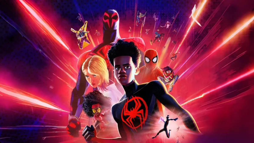 Bannière du film Spider-Man Across The Spider-Verse réalisé par Joaquim Dos Santos, Kemp Powers et Justin K. Thompson.