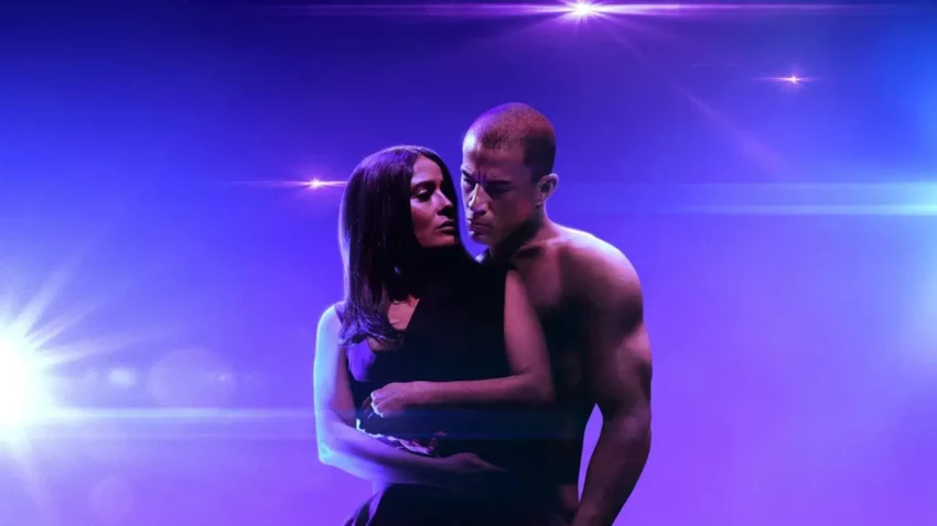 Bannière du film Magic Mike : Dernière danse avec Channing Tatum et Salma Hayek.