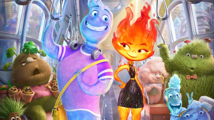 Bannière du film Disney Pixar Élémentaire réalisé par Peter Sohn.