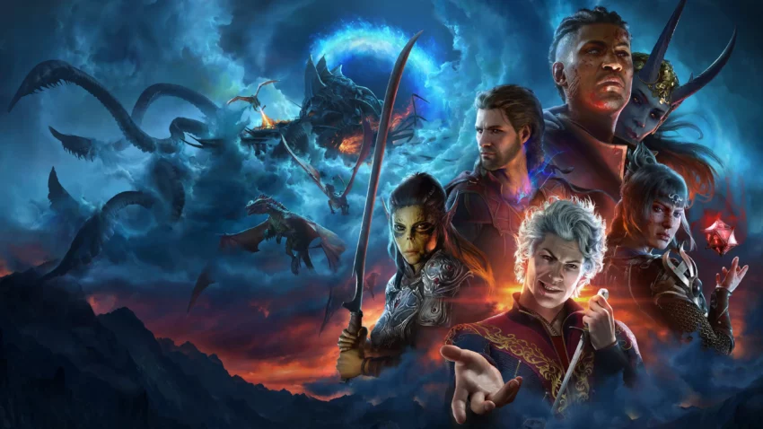 Bannière du jeu vidéo de 2023, Baldur’s Gate III, développé par Larian Studios.