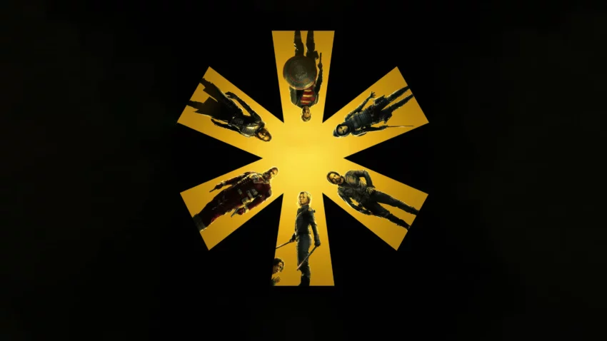 Bannière du film Thunderbolts* avec Florence Pugh, Lewis Pullman, Sebastian Stan, Olga Kurylenko, Hannah John-Kamen, David Harbour, Julia Louis-Dreyfus et Wyatt Russell.