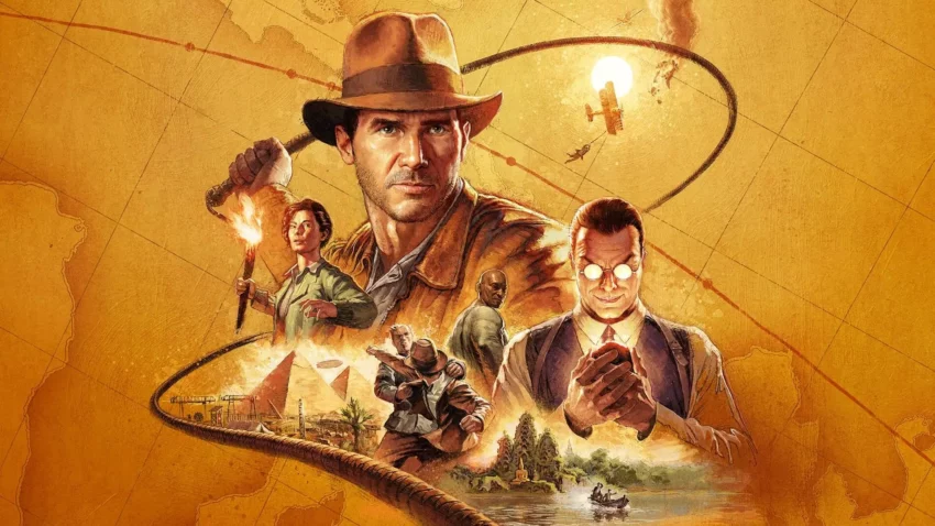 Bannière du jeu vidéo Indiana Jones et le Cercle ancien développé par MachineGames.