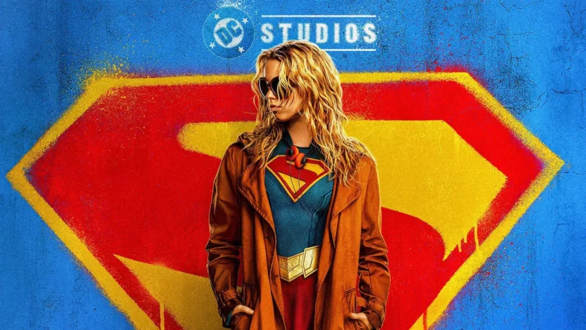 Bannière du film DCU de 2026, Supergirl, avec Milly Alcock.
