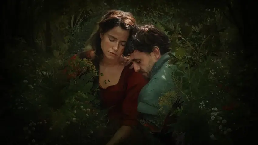 Bannière du film de 2026, Hamnet, avec Jessie Buckley et Paul Mescal.