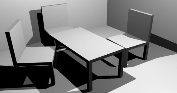 Table, chaises, murs et sol